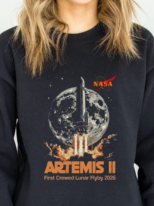 NASA Artemis 2 Mission Sweatshirt Lunar Flyby Clothing Gift For Universe Explorer Retro 2026 Artemis II