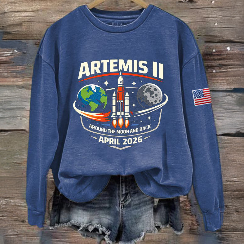 2026 Sweatshirt Around The Moon And Back Clothes Science Teacher Gift Retro 2026 Artemis II