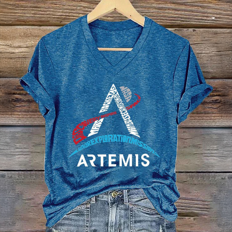 NASA Mission V-Neck T-Shirt Space Exploration Merch Galaxy Dreamer Gift Retro 2026 Artemis II