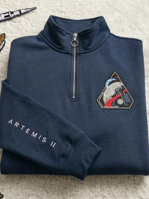 NASA Artemis 2 Mission Logo Quarter Zip Sweatshirt NASA Moon Mission 2026 Clothing Gift Idea Retro 2026 Artemis II