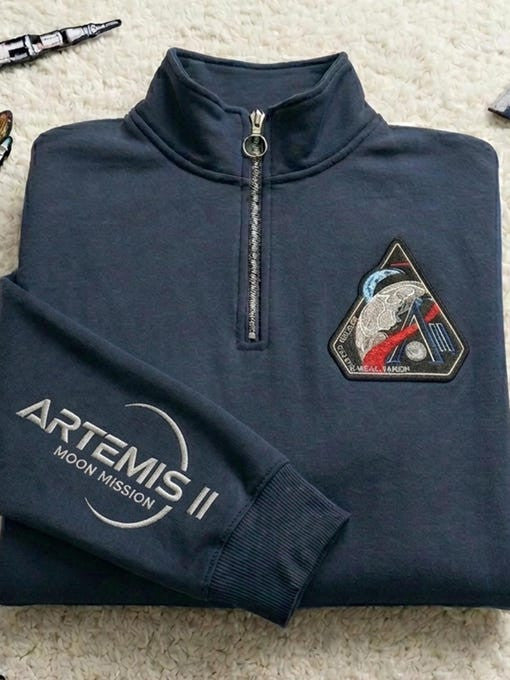 NASA Mission Logo Quarter Zip Sweatshirt Artemis 2 Mission Apparel Present For Father's Day Retro 2026 Artemis II