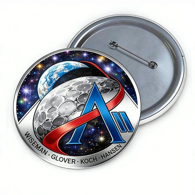 Space Enthusiast Commemorative Pin Artemis 2 Mission Button Astronomy Gift For Friends Retro 2026 Artemis II