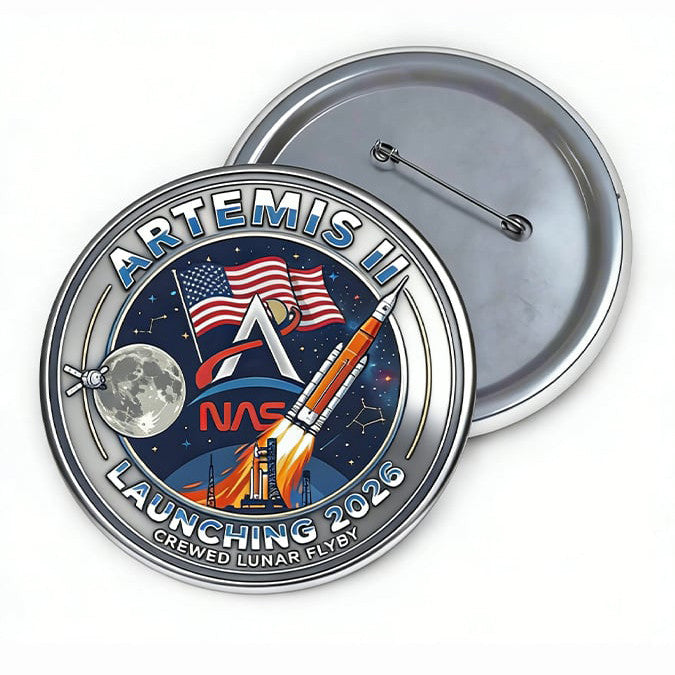 Space Enthusiast Commemorative Pin Artemis 2 Mission Button Astrophile Gift For Friends Retro 2026 Artemis II