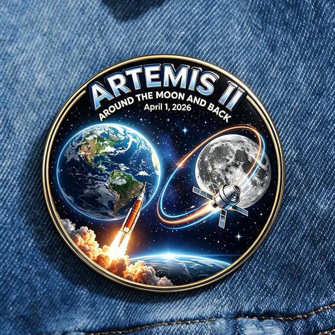 Space Mission Button NASA Moon Mission 2026 Pin Present For Astrophiles Retro 2026 Artemis II