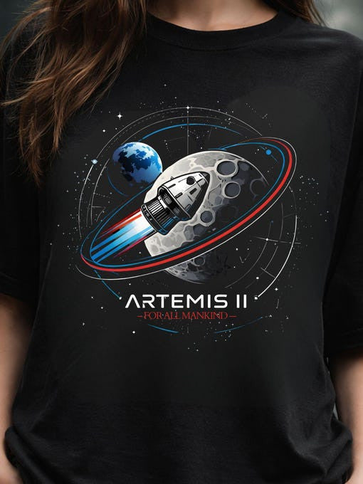 NASA Mission T-Shirt Space Exploration For Humanity Merchandise Rocket Nerd Gift Retro 2026 Artemis II