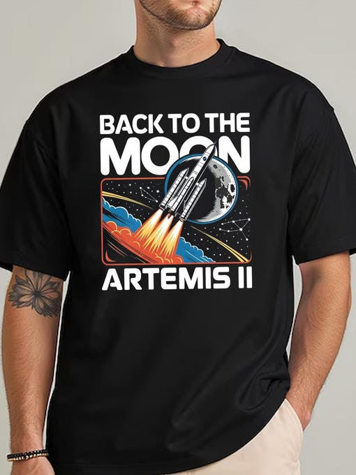 Back To The Moon T-Shirt Space Mission Tee Gift For Astronomy Fan Retro 2026 Artemis II