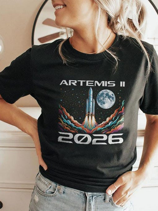 NASA Artemis 2 Mission T-Shirt SLS Rocket Launch Tee Gift For Science Nerd Retro 2026 Artemis II
