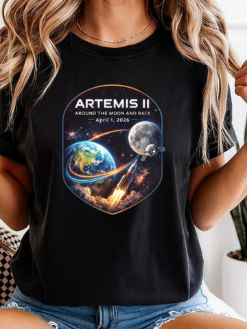 NASA Lunar Orbit Mission T-Shirt Around The Moon And Back Merchandise Explorer Gift Retro 2026 Artemis II