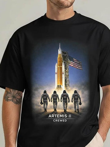 Mission T-Shirt Astronauts Walk Towards Rocket Merchandise Astronomy Fan Gift Retro 2026 Artemis II
