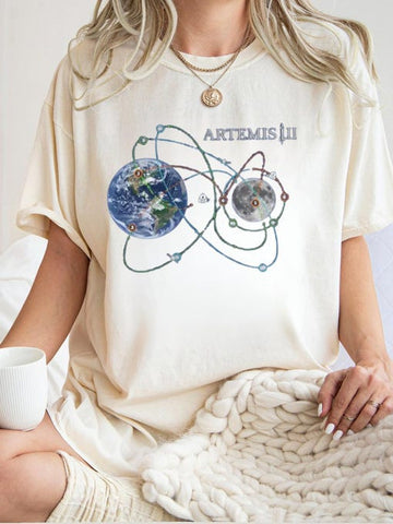 Mission T-Shirt Moon Orbits Clothing Gift For Astronomy Fan Retro 2026 Artemis II