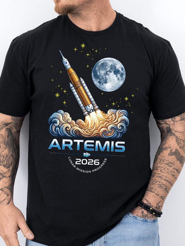 NASA T-Shirt Rocket Launch To Moon Merchandise Lunar Mission Gift Retro 2026 Artemis II