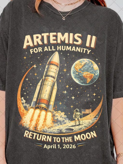 2026 T-Shirt Return To The Moon 2026 Tee Science Student Gift Retro 2026 Artemis II