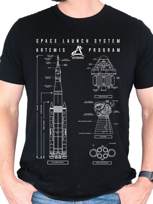 2026 T-Shirt Space Launch System Diagram Shirt Gift For NASA Enthusiast Retro 2026 Artemis II