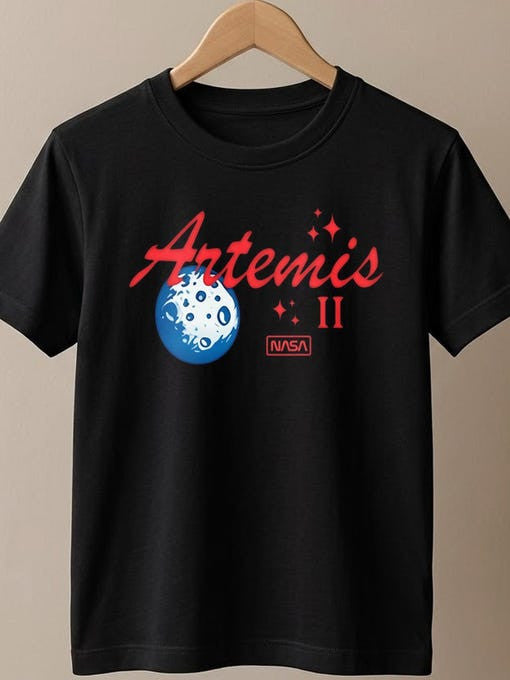 NASA Artemis Word Art T-Shirt Moon Exploration Space Travel Clothing Future Astronaut Gift Retro 2026 Artemis II