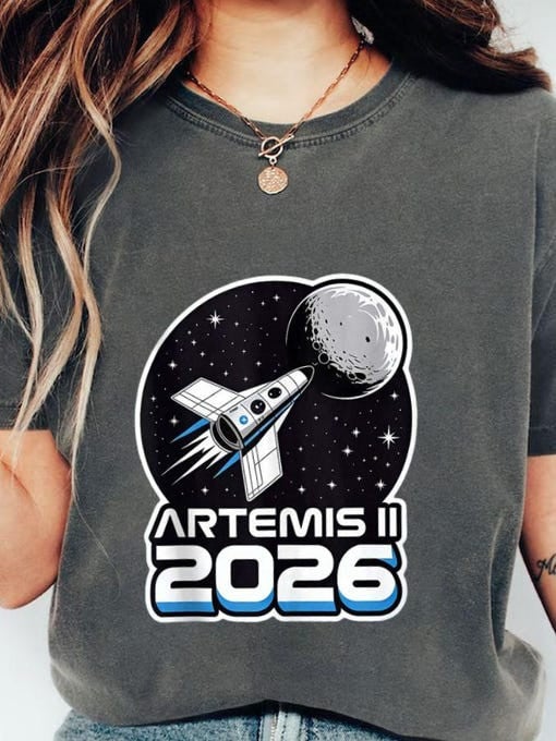2026 T-Shirt Rocket And Moon Clothes Gift For Future Astronaut Retro 2026 Artemis II