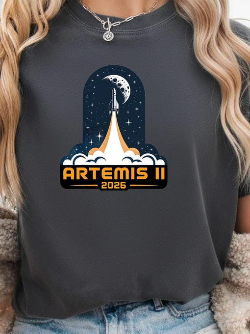 Mission T-Shirt SLS Rocket Launch Merch Gift For NASA Enthusiasts Retro 2026 Artemis II