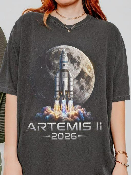 NASA Lunar Orbit Mission T-Shirt SLS Rocket Launch Apparel Gift For Aspiring Pilot Retro 2026 Artemis II