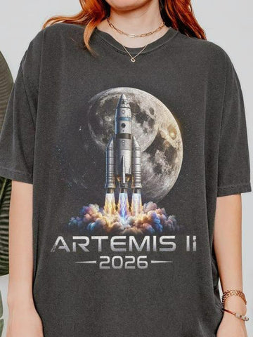 NASA Lunar Orbit Mission T-Shirt SLS Rocket Launch Apparel Gift For Aspiring Pilot Retro 2026 Artemis II