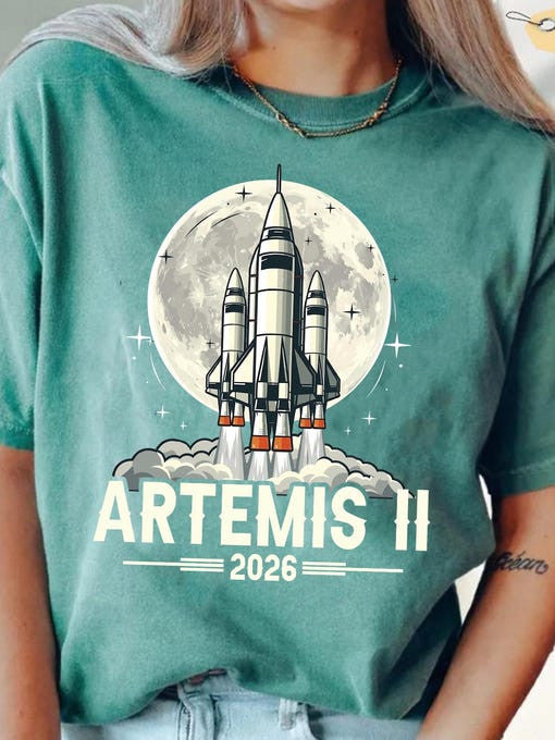 NASA Artemis Word Art T-Shirt SLS Rocket Launch Apparel Gift For Universe Explorer Retro 2026 Artemis II