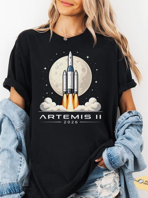 NASA Artemis 2 Mission T-Shirt Rocket Launch To Moon Shirt Galaxy Dreamer Gift Retro 2026 Artemis II