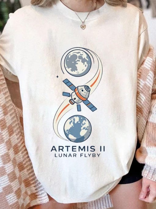 NASA Artemis 2 Mission T-Shirt NASA Lunar Orbit Mission Tee Gift For Astronomy Fans Retro 2026 Artemis II