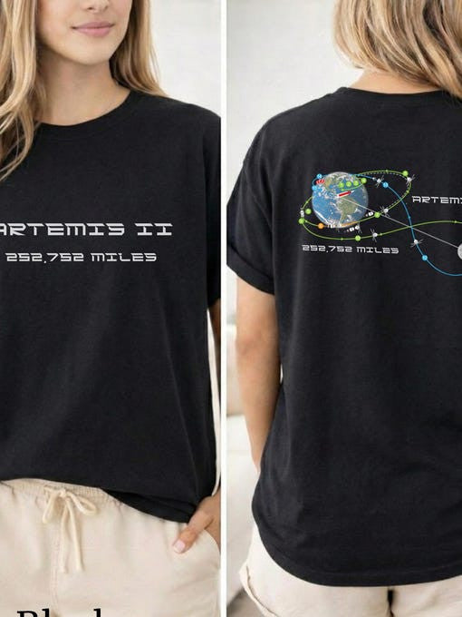 NASA T-Shirt E Orbit Trajectory Map Tee Gift For Aspiring Astronauts Retro 2026 Artemis II