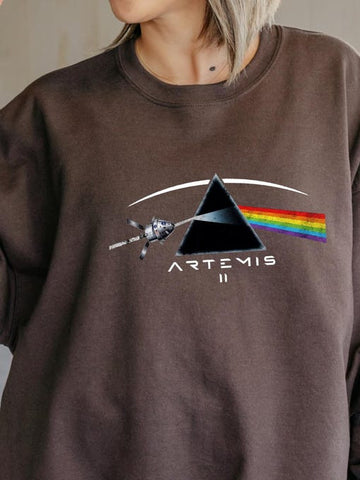 NASA Artemis Word Art Sweatshirt Space Exploration Prism Rainbow Clothes Gift For Galaxy Dreamer Retro 2026 Artemis II