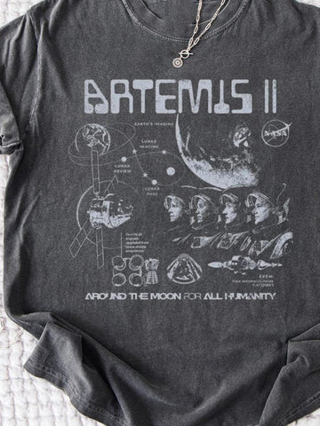 NASA Mission T-Shirt Around The Moon Merch Gift For Astronomy Fan Retro 2026 Artemis II