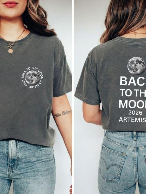 Mission T-Shirt Back To Moon Clothes Gift For Science Geeks Retro 2026 Artemis II
