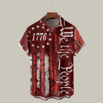 1776 We The People Hawaiian Shirt Fourth Of July Button Up Shirt Patriotic Gifts For Men