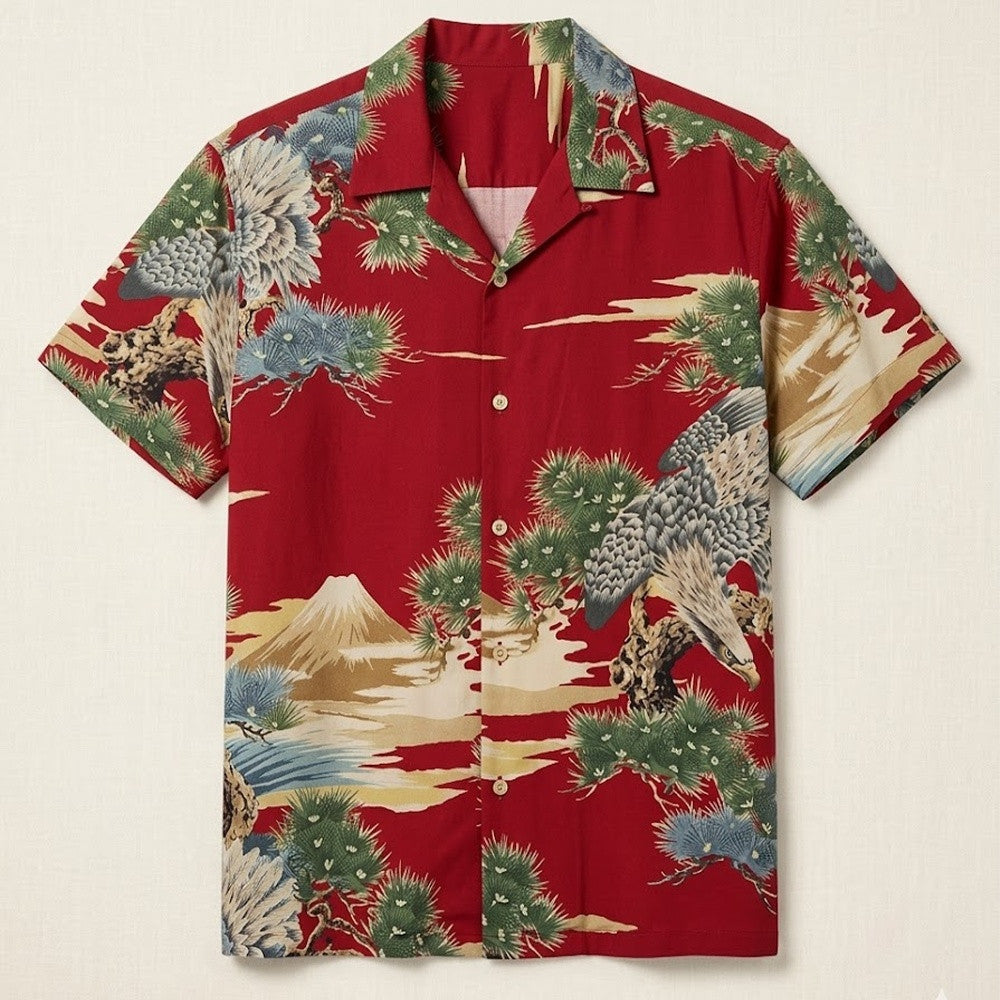 Eagle And Mount Fuji Harry Styles Hawaiian Shirt Nature Bird Merchandise Gift For Her