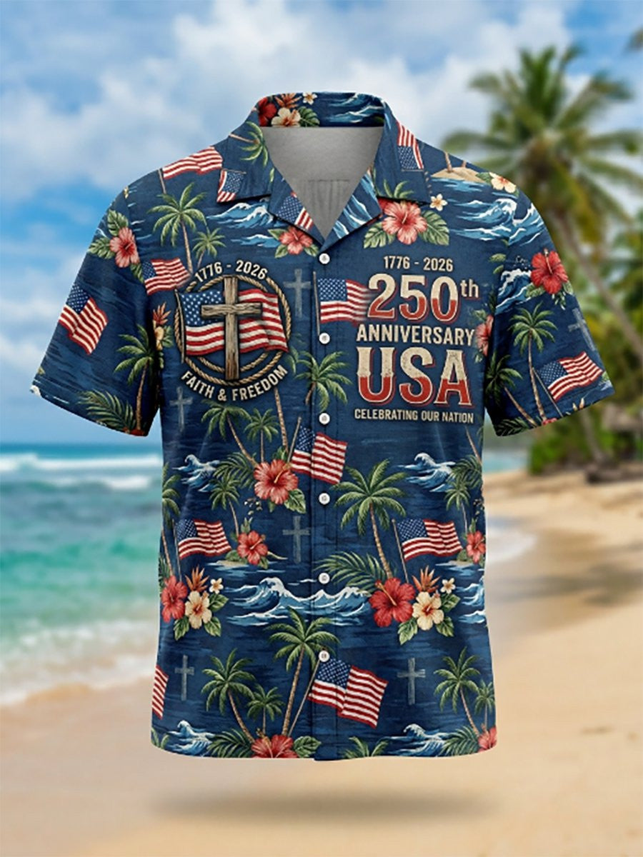 250th Anniversary USA Hawaiian Shirt Celebrating Our Nation Apparel Gift For Him