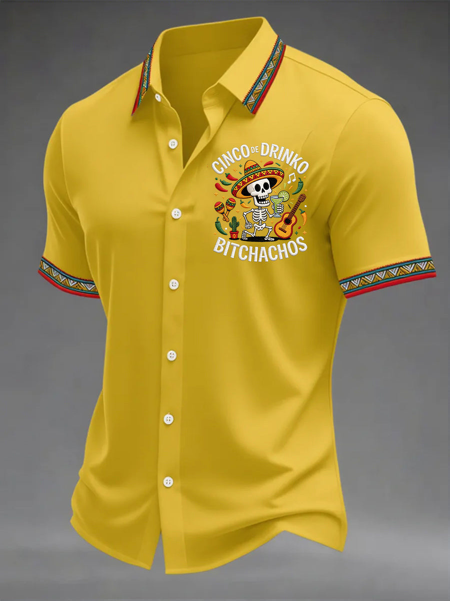 Cinco De Mayo Button Shirt Cinco De Drinko Bitchachos Merch Gift For Him