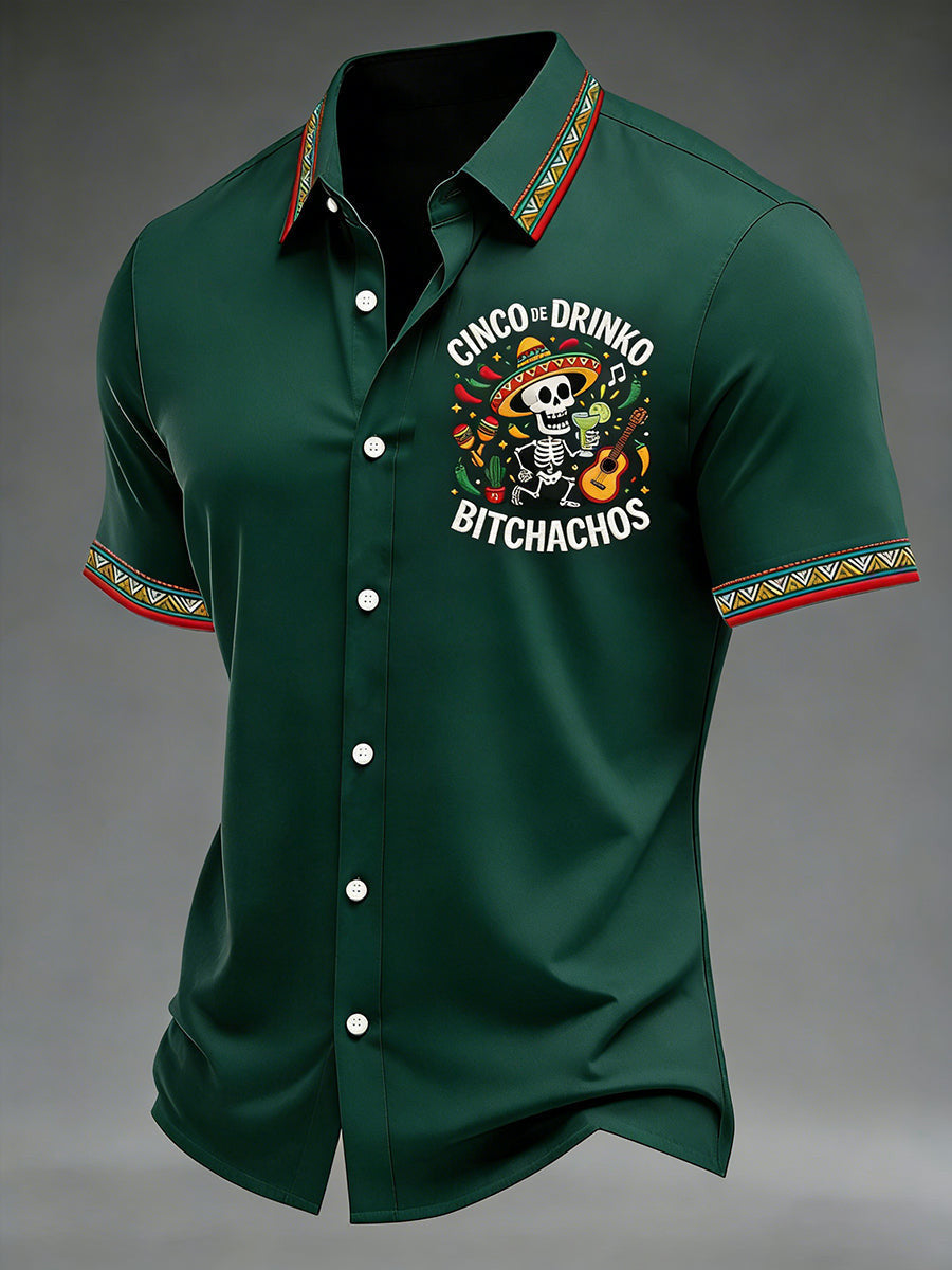Cinco De Mayo Button Shirt Cinco De Drinko Bitchachos Merch Gift For Him