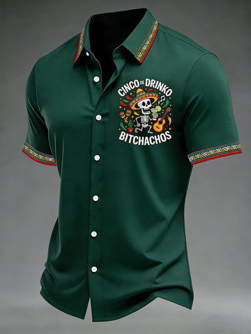 Cinco De Mayo Button Shirt Cinco De Drinko Bitchachos Merch Gift For Him