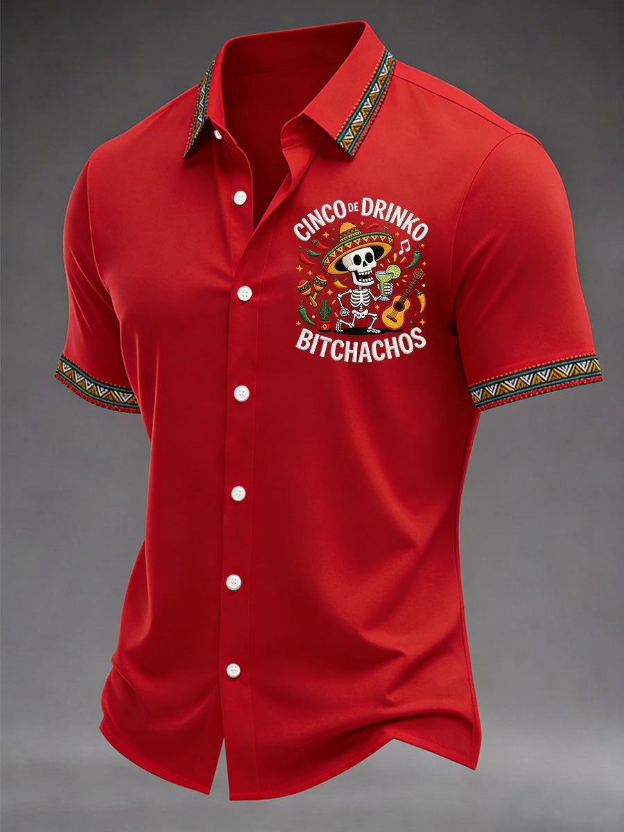 Cinco De Mayo Button Shirt Cinco De Drinko Bitchachos Merch Gift For Him