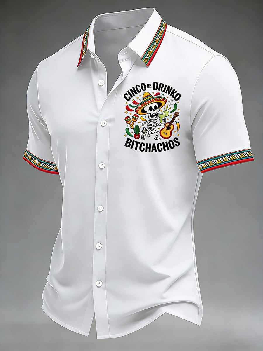 Cinco De Mayo Button Shirt Cinco De Drinko Bitchachos Merch Gift For Him