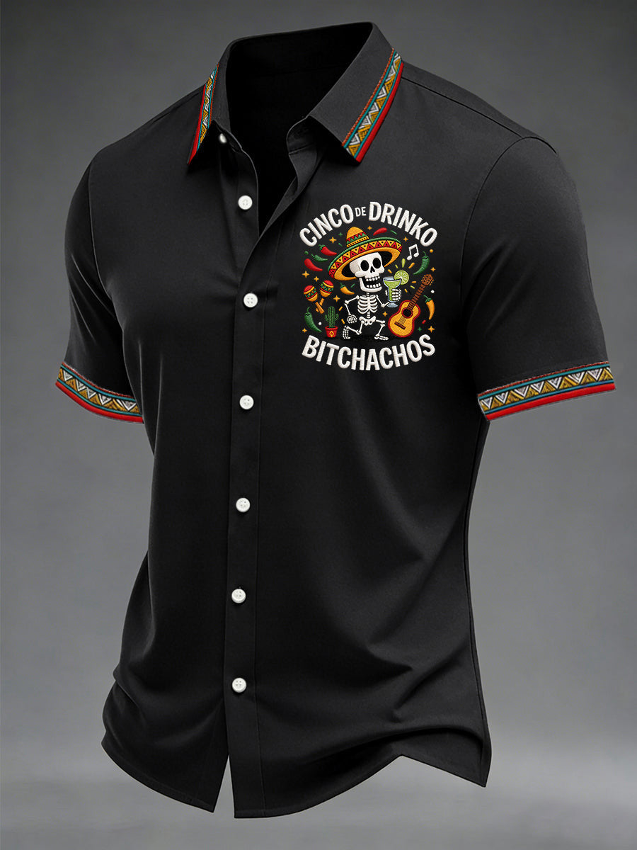 Cinco De Mayo Button Shirt Cinco De Drinko Bitchachos Merch Gift For Him