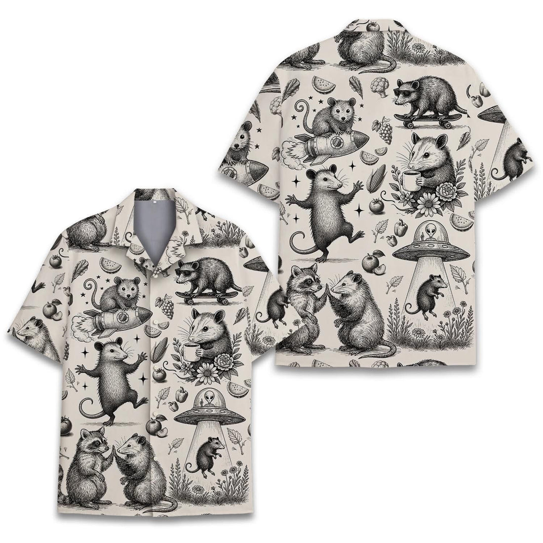 Funny Opossum And Raccoon Hawaiian Shirt Screaming Possum Clothing Gift For Son