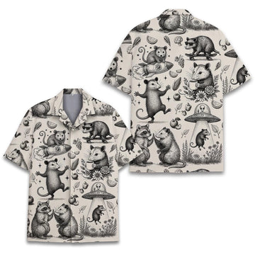 Funny Opossum And Raccoon Hawaiian Shirt Screaming Possum Clothing Gift For Son
