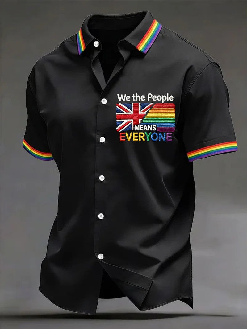 We The People Means Everyone Button Shirt Inclusive LGBTQ Pride Apparel Support Gift