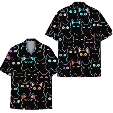 Funny Colorful Cat Hawaii Shirt Tropical Summer Clothing Gift For Husbands