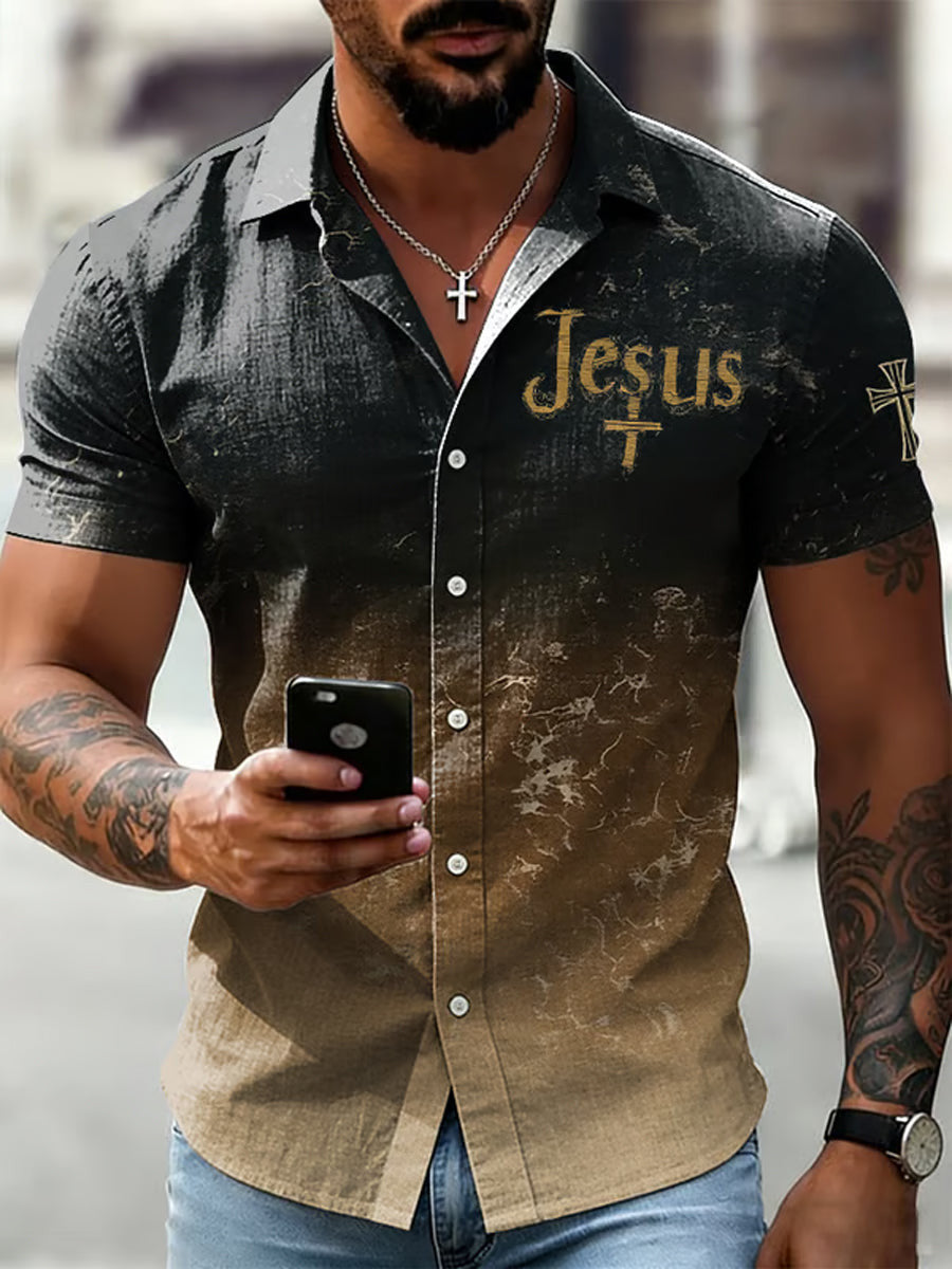 Christian Jesus Cross Button Shirt Modern Christian Clothing Christian Gifts Ideas For Him