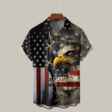 American Eagle US Flag Hawaiian Shirt US Patriot Clothing Gifts For 4Th Of July