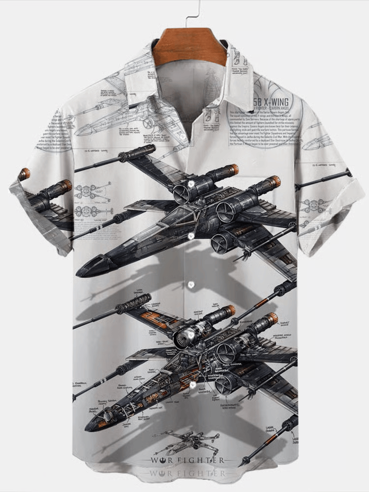 Star Wars X-Wing Starfighter Button Shirt Star Wars Merch Space Gift For Movie Fans