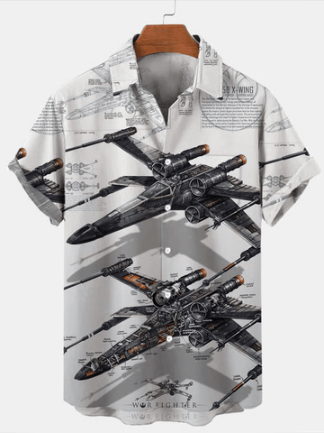 Star Wars X-Wing Starfighter Button Shirt Star Wars Merch Space Gift For Movie Fans