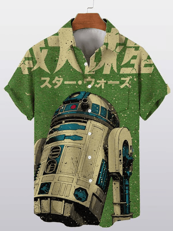 Star Wars R2-D2 Vibe Japanese Button Shirt Star Wars Merch Movie Fans Gift