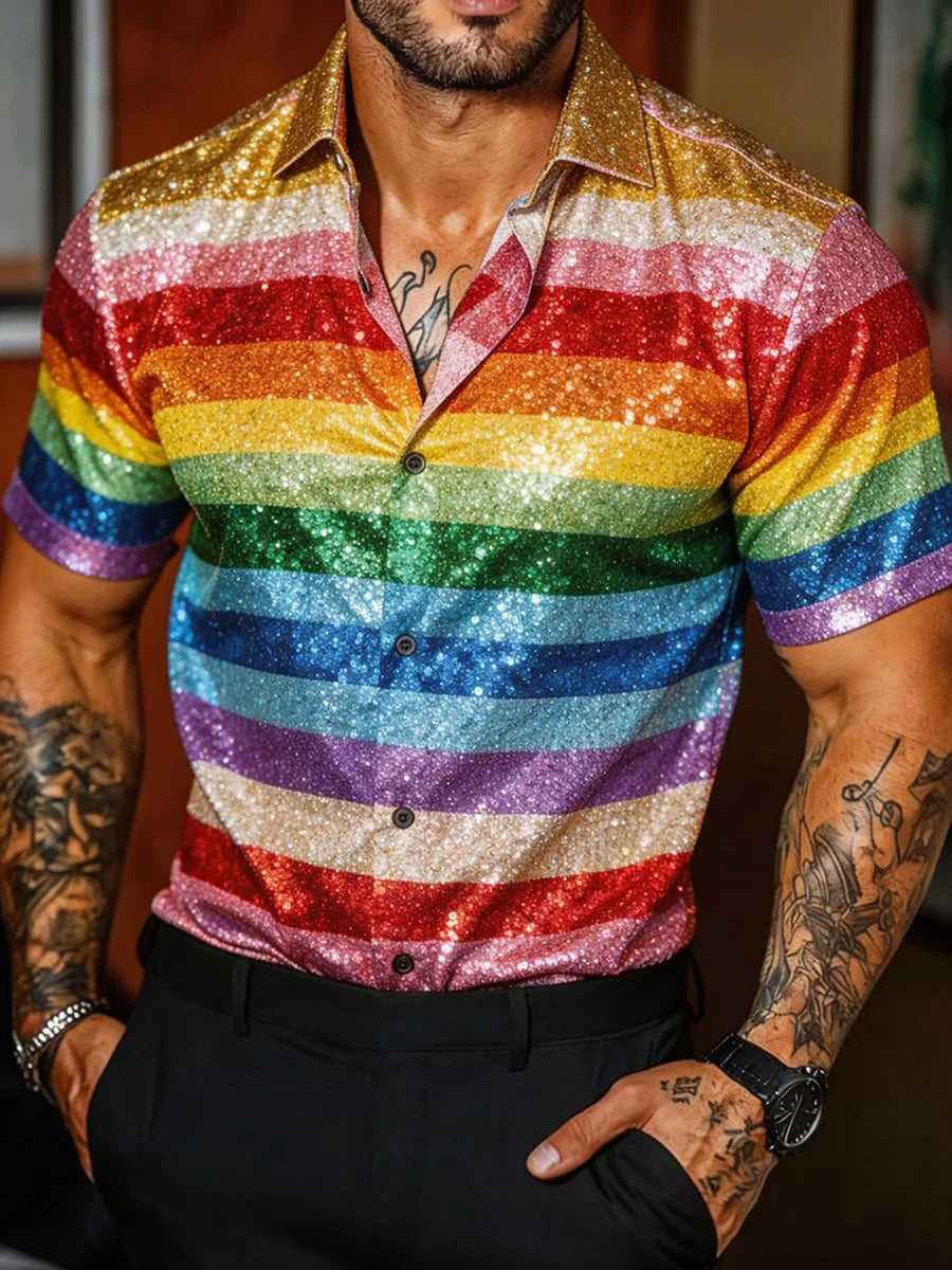 Rainbow Stripe Art Pride Month Hawaiian Shirt LGBTQ Ally Merch Good Gift For Lgbtq Ally