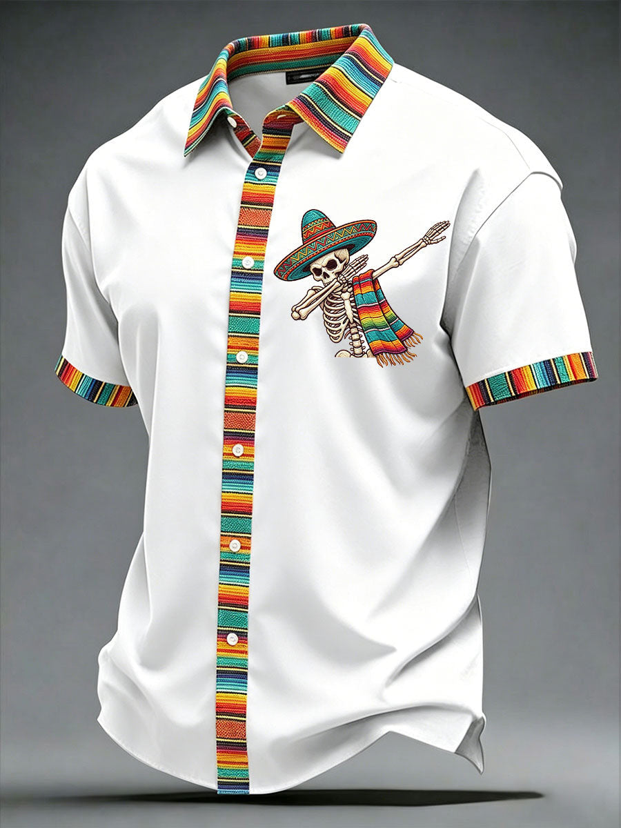 Cinco De Mayo Button Shirt Colorful Skull With Sombrero Clothes Gifts For Son
