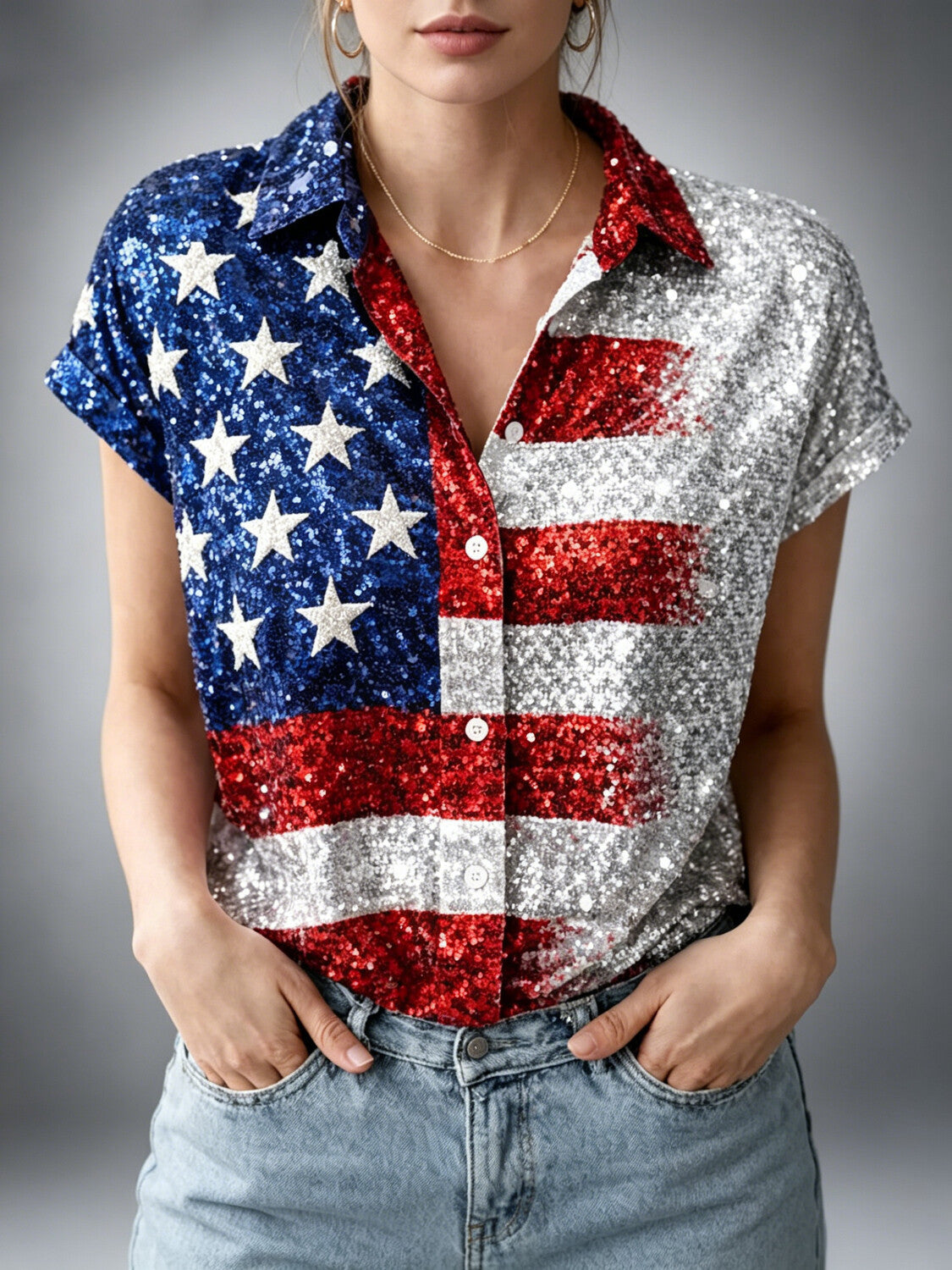 Patriotic American Flag Hawaiian Shirt Independence Day 2026 Clothing Gift For Women